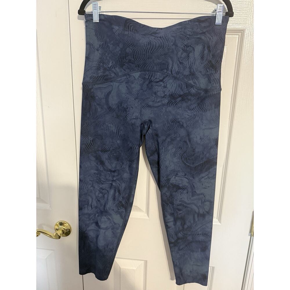 SPANX Booty Boost Leggings 1X High Rise Sculpting Blue Marble Compression Yoga